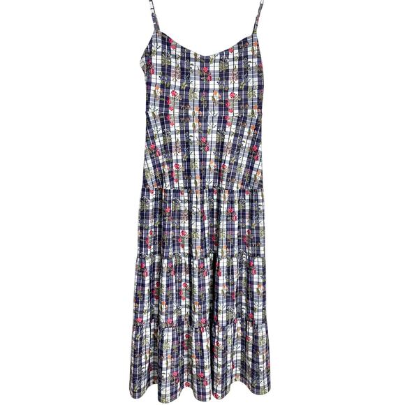 NWT Smith & Quinn Primrose Dress Gardeners Plaid Floral| Blue White Pink |SZ M/L - Picture 1 of 9
